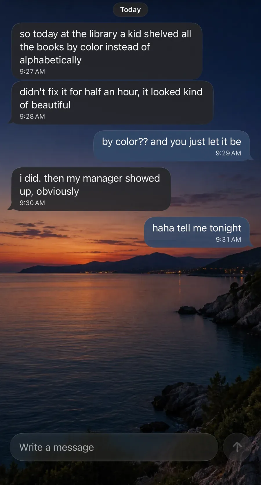 The first messages in a Clidna chat, in the English interface.
